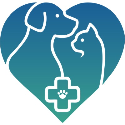 Logo veterinárnej ambulancie MVDr. Dominika Taranová – pes a mačka v srdci